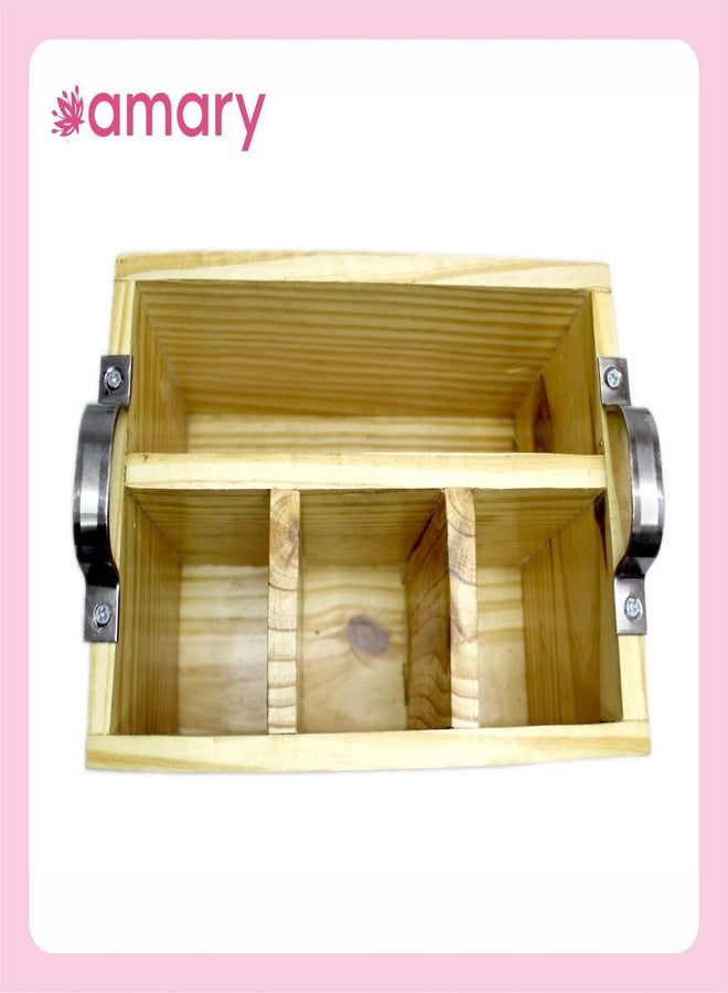 AMARY Handcrafted Pine Wood Spoon Stand | Eco-Friendly Cutlery Holder for Kitchen & Dining Table | Stylish Table Décor & Kitchen Organizer - Image 3
